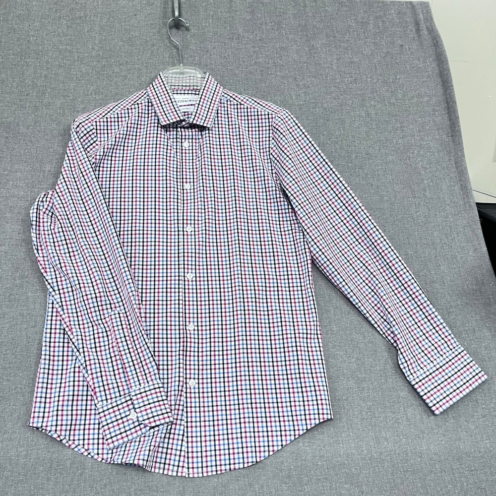 Mizzen + Main Leeward Mens Large Trim Fit Dress Shirt Multi Color Check L-9036